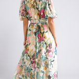 Audrey | Midi-Kleid mit kurzen Ärmeln und geraffter Taille