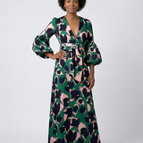Léa | Maxikleid mit langen Ärmeln und gebundenem Taillengürtel