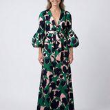 Léa | Maxikleid mit langen Ärmeln und gebundenem Taillengürtel