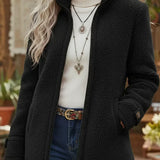 Chanelle | Jakna sa punim rajsferšlusom, efekat jagnjeće vune, sa uspravnom kragnom