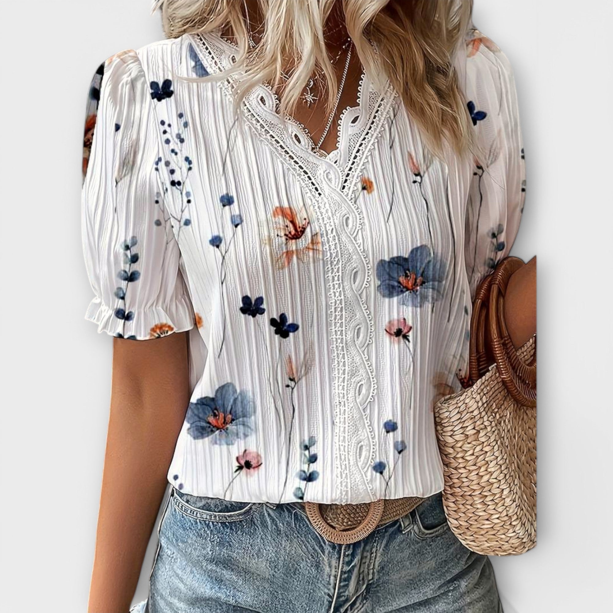 Emília - Bluse mit V-Ausschnitt