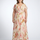 Margaux | Maxikleid mit floralem Muster und kurzen V-Ausschnitt-Ärmeln