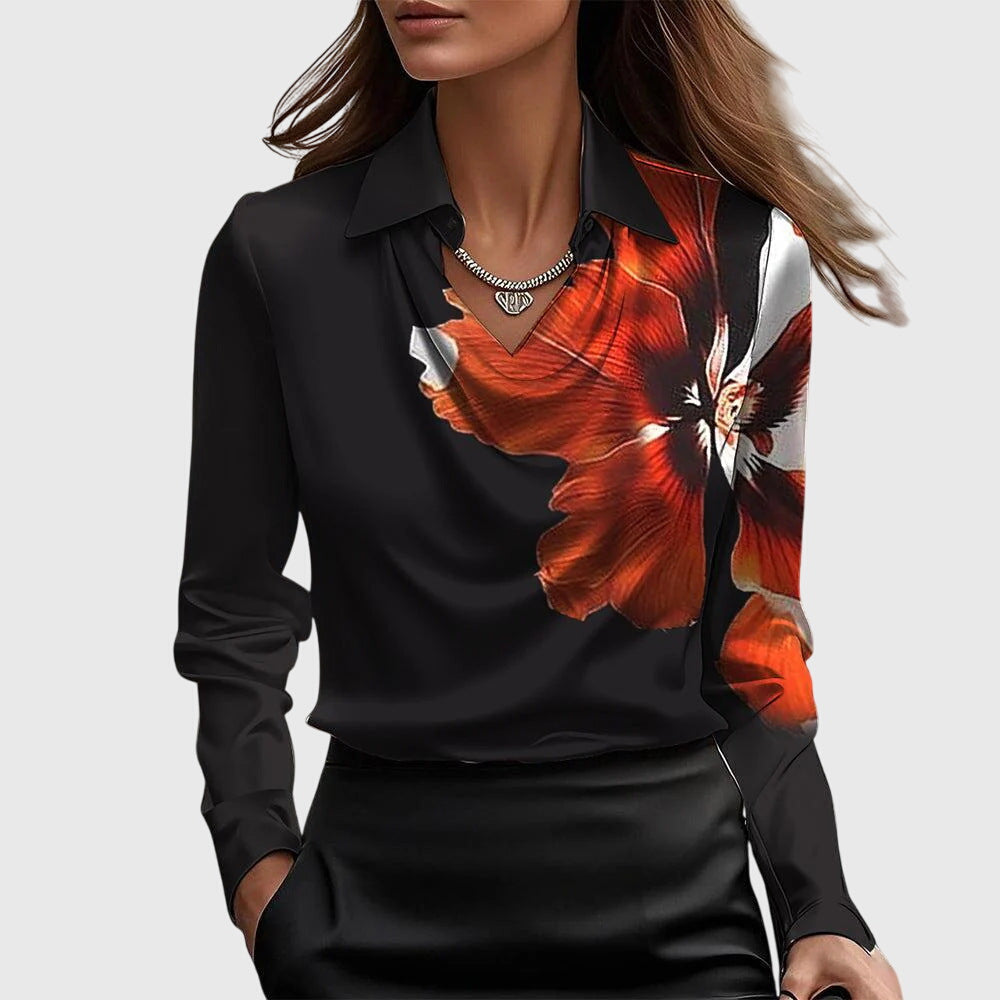 Sylvie | Blusa Lujosa y Brillante con Escote Plisado