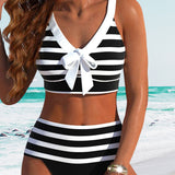 Laluna® | Hoch geschnittener Bikini mit Streifen