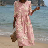 Paula - Midi-Kleid mit Pflanzen- und Blumenmuster