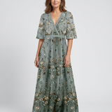 Élodie | Maxikleid mit V-Ausschnitt und Stickerei