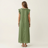 Josette | Maxikleid aus Leinen mit V-Ausschnitt