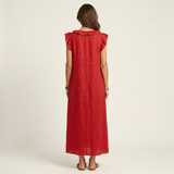Josette | Maxikleid aus Leinen mit V-Ausschnitt