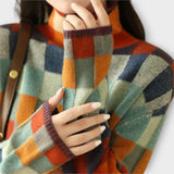Jana | Suéter de Cuello Alto en Estilo Patchwork