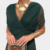 Elowen - Duga cvetna haljina sa V-izrezom