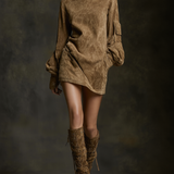 Ariane | Mini-Kleid aus Velours mit hohem Kragen