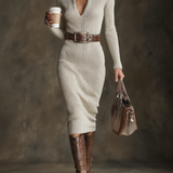 Sylvie | Strickkleid mit semi-montant Kragen