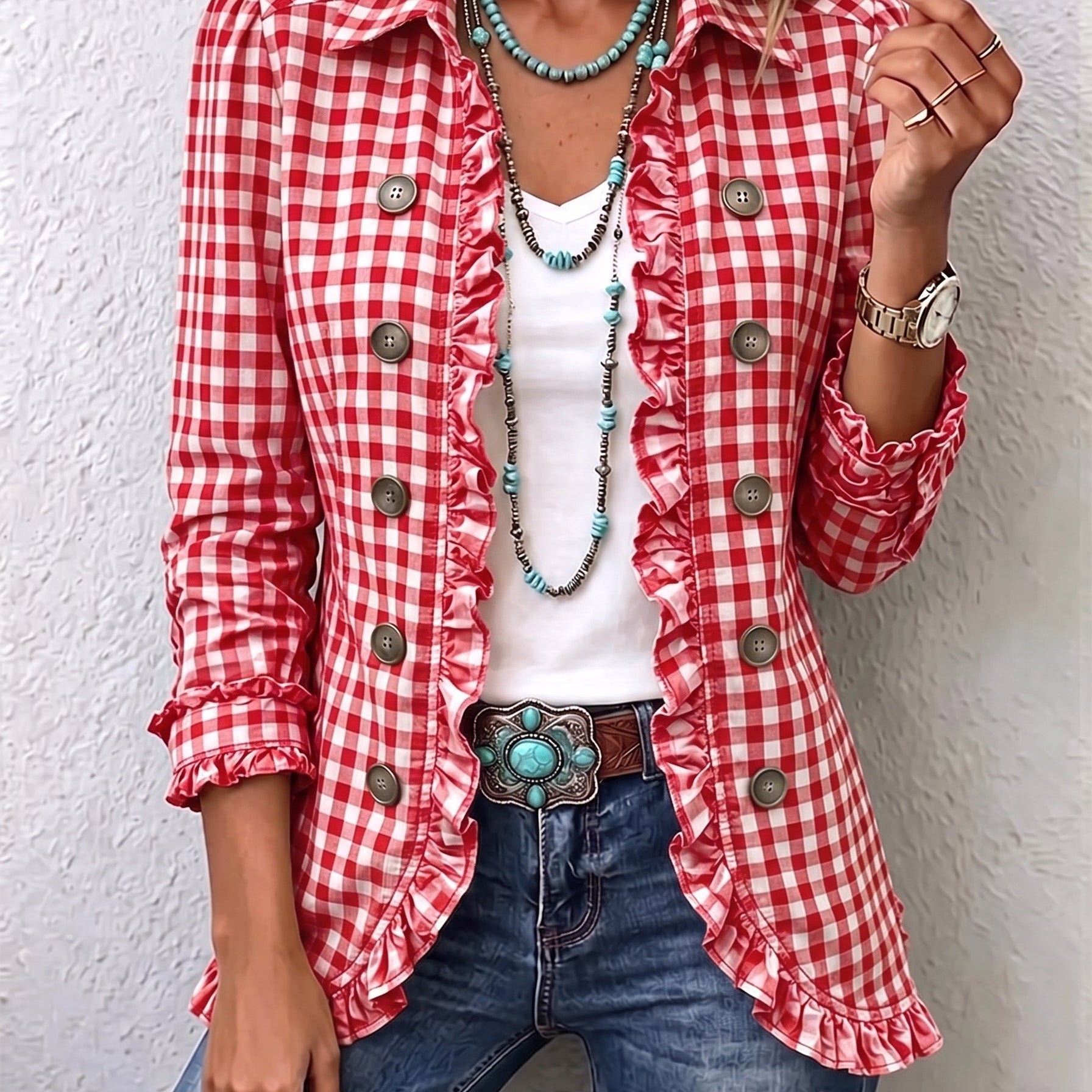 Delphine | Abrigo Vichy con Encajes