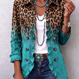 Chantal | Blazer con Degradado y Patrón de Leopardo con Encajes