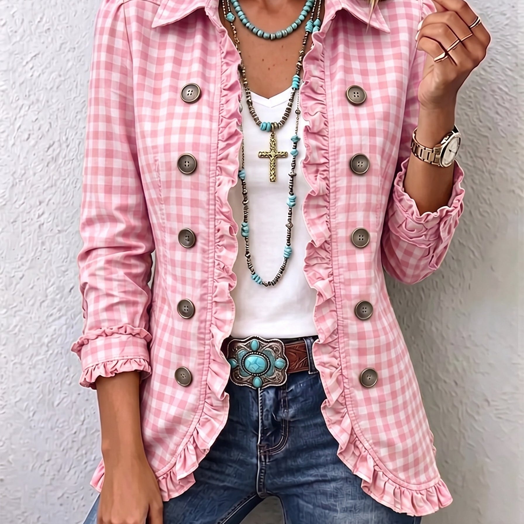 Delphine | Abrigo Vichy con Encajes