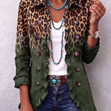 Lorraine | Blazer con patrón de leopardo verde y volantes