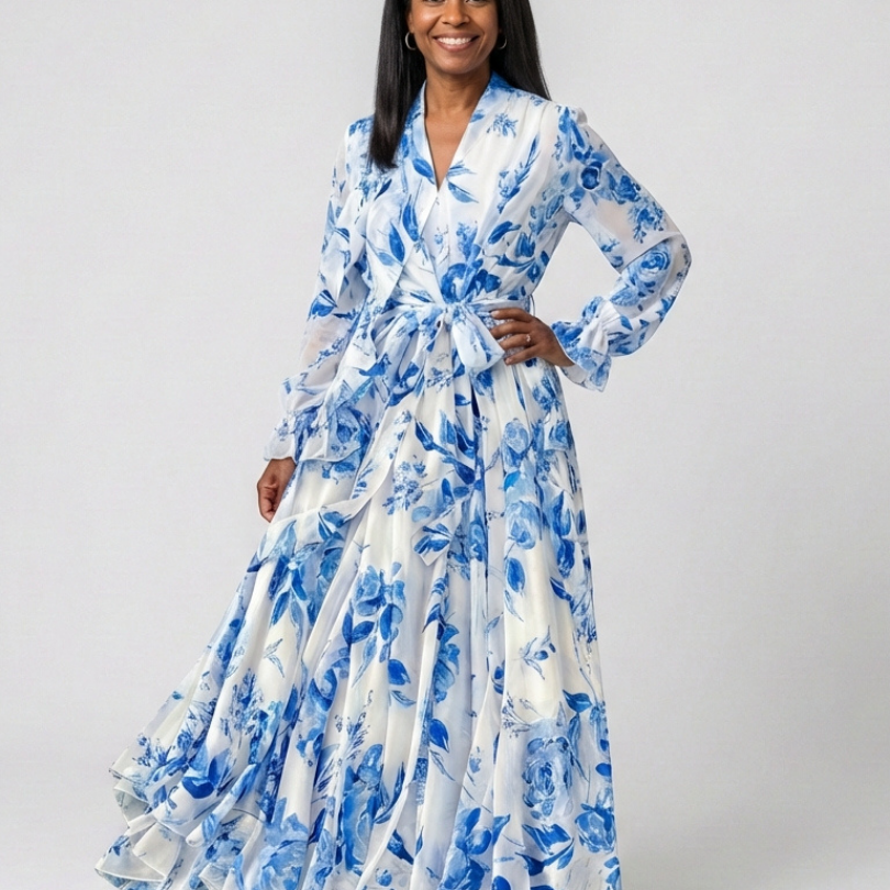 Manon | Maxikleid mit langen Ärmeln im floralen Design