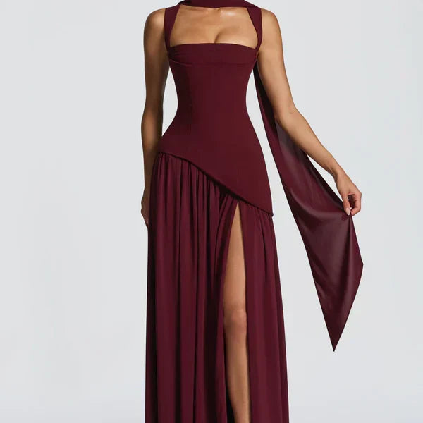 ZAFIRA | Langes Kleid mit lackiertem Effekt