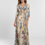 Caroline | Maxikleid mit Blumenmuster und Dreiviertelärmeln