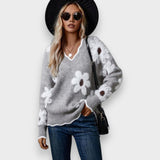 Aline | Suéter Elegante con Escote en V y Estampado Floral