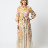 Delphine | Maxikleid mit langen Ärmeln und Blumen