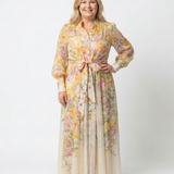 Delphine | Maxikleid mit langen Ärmeln und Blumen