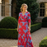 Marie | Maxikleid mit Blumen und Dreiviertelärmeln
