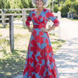 Marie | Maxikleid mit Blumen und Dreiviertelärmeln