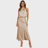 Benthe | Vestido Midi con Diseño Off-the-Shoulder