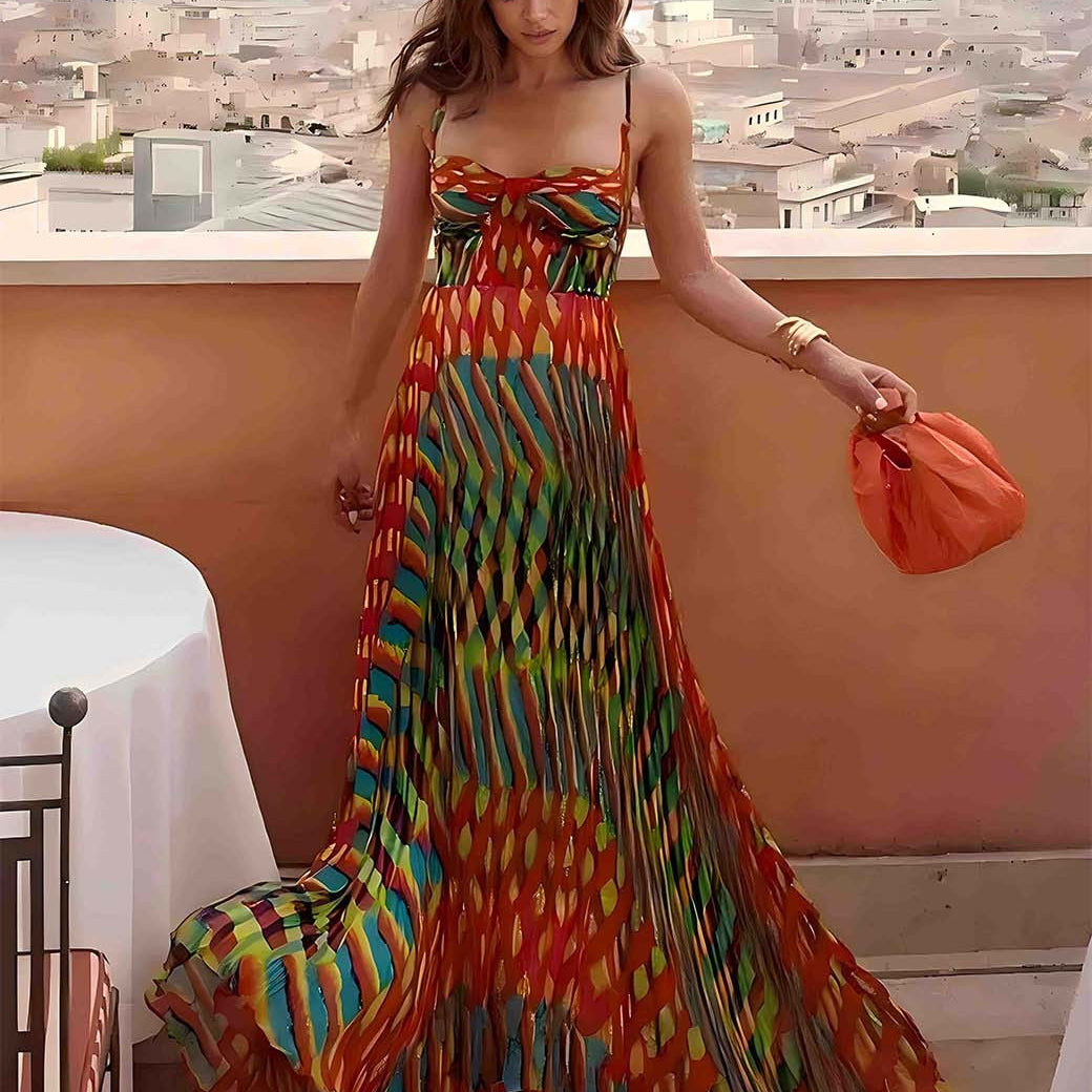 Aria - Vestido maxi con estampado abstracto
